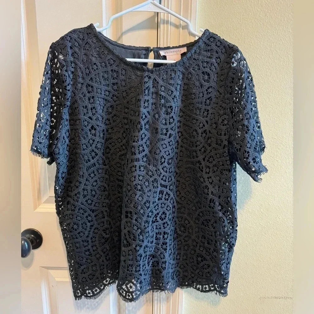 Philosophy Women’s Black Lace Top Sz Large